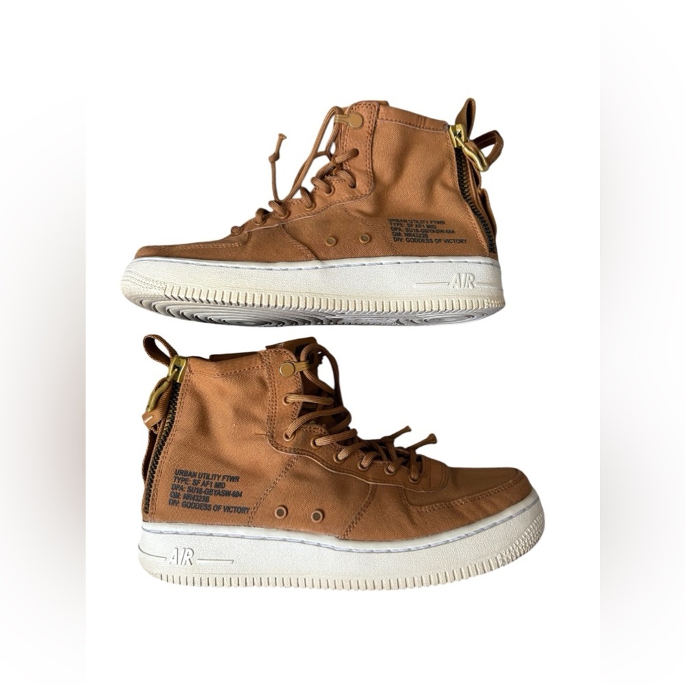 Nike Air SF AF1  Brown canvas high top sneakers size 5Y - Picture 4 of 12